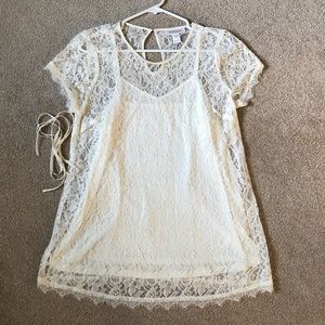 Cream Lace Maternity Top